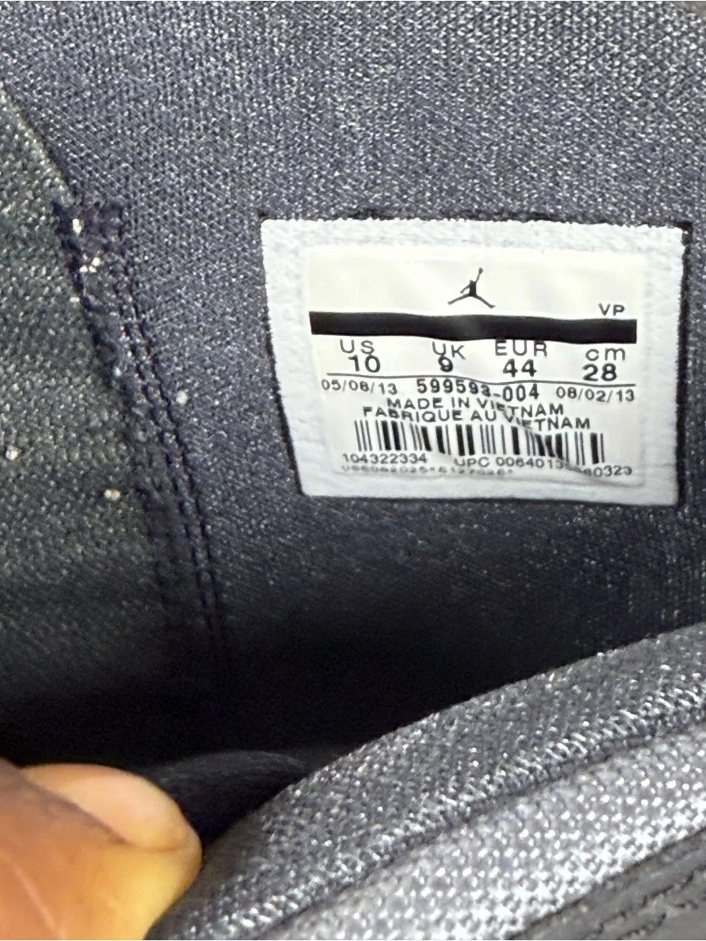 EUC Nike Jordan Flight 599593-004 Men's Sneaker Gym Black Grey, Size 10